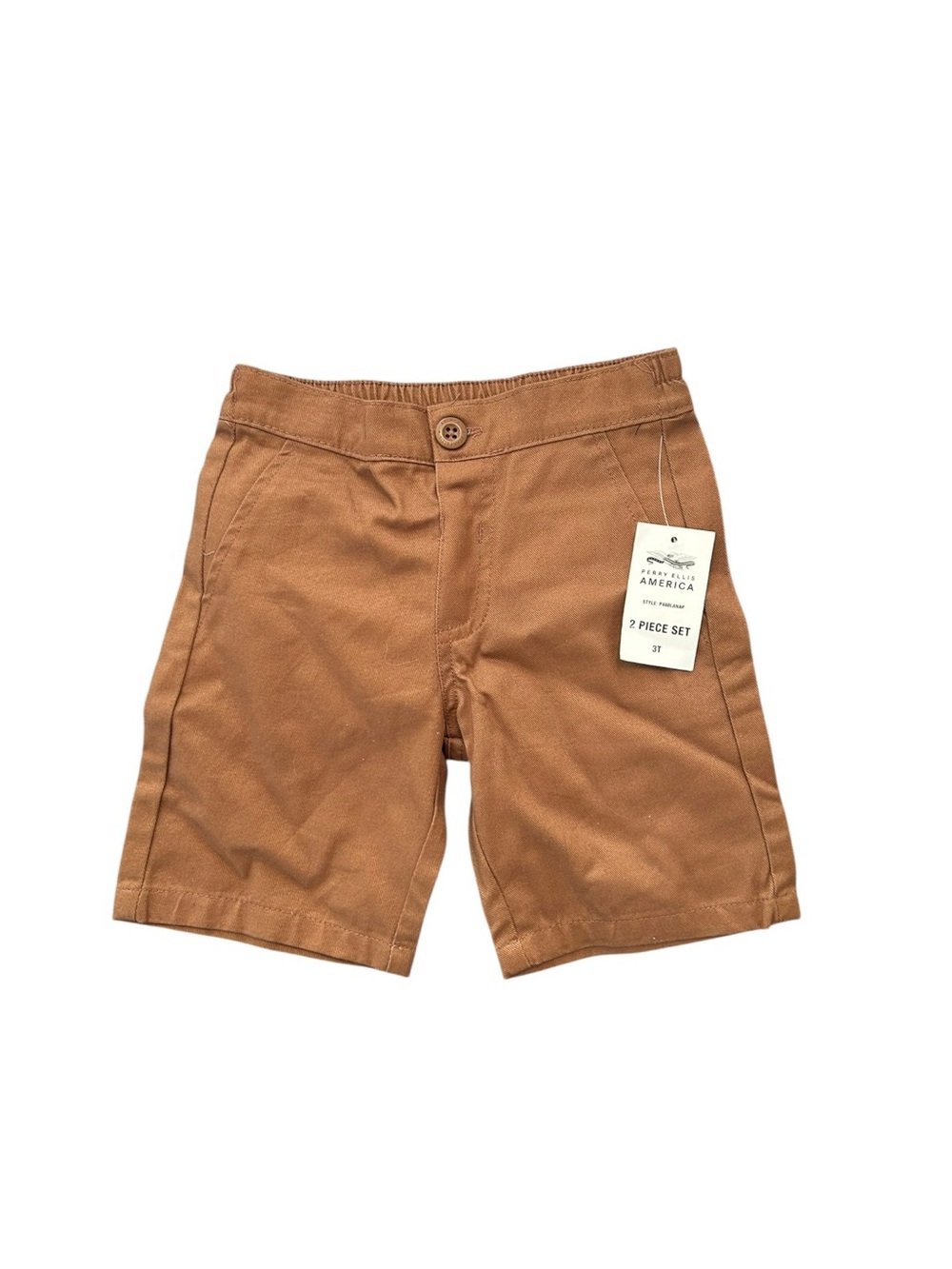 NWT Perry Ellis 3T 100% Cotton Brown Shorts toddler boys kids